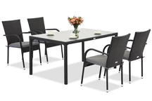 Milan 4 Garden Point technorattan set negro