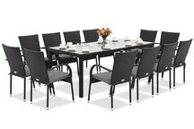 Milan technorattan muebles de jardín para 12 personas con gran mesa Garden Point negro