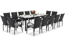 Milan technorattan muebles de jardín para 14 personas con gran mesa Garden Point negro