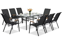 Modena/Bitonto conjunto de muebles de jardín de metal negro para 8 personas Garden Point