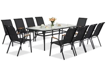 Modena/Bitonto muebles de jardín de metal para 10 personas con gran mesa Garden Point negro