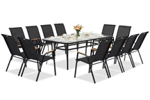 Modena/Bitonto muebles de jardín de metal para 12 personas con gran mesa Garden Point negro