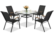 Modena/Bitonto muebles de jardín de metal para 4 personas con mesa cuadrada Garden Point negro