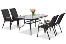 Modena/Bitonto muebles de jardín de metal para 4 personas con mesa pequeña Garden Point negro