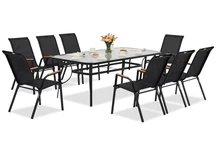 Modena/Bitonto muebles de jardín de metal para 8 personas con gran mesa Garden Point negro