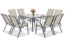 Modena conjunto de muebles de jardín de metal gris claro para 8 personas con mesa cuadrada Garden Point