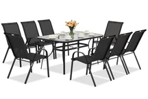 Modena conjunto de muebles de jardín de metal negro para 8 personas Garden Point