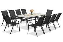 Modena muebles de jardín de metal para 10 personas con mesa grande Garden Point negro