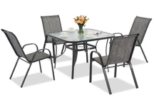 Modena muebles de jardín de metal para 4 con Garden Point mesa cuadrada gris