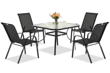 Modena muebles de jardín de metal para 4 con Garden Point mesa cuadrada negro