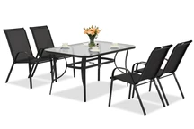 Modena muebles de jardín de metal para 4 personas con mesa pequeña Garden Point negro