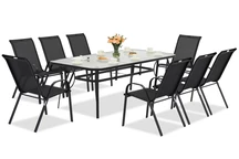 Modena muebles de jardín de metal para 8 personas con mesa grande Garden Point negro
