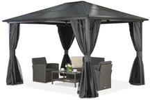 Moderno cenador de jardín Santiago 3x3,6m con mosquitera Garden Point antracita