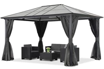 Moderno cenador de jardín Santiago 4x3m con mosquitera Garden Point antracita