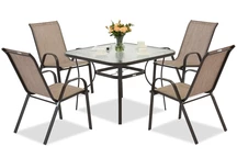 Mueble de jardín de metal Modena para 4 personas con mesa cuadrada Garden Point marrón