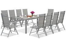 Muebles de jardín Garden Point de aluminio gris claro con mesa grande Polywood Verona para 10 personas