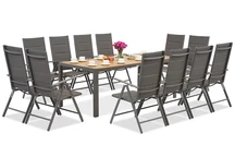 Muebles de jardín Garden Point de aluminio gris con gran mesa Verona Wood para 12 personas