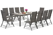 Muebles de jardín Garden Point de aluminio gris con mesa grande Polywood Verona para 10 personas