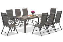 Muebles de jardín Garden Point de aluminio gris con mesa grande Polywood Verona para 8 personas