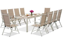 Muebles de jardín de aluminio con gran mesa Polywood Verona para 10 personas Garden Point beige