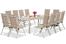 Muebles de jardín de aluminio con gran mesa Polywood Verona para 12 personas Garden Point beige