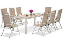 Muebles de jardín de aluminio con gran mesa Polywood Verona para 8 personas Garden Point beige