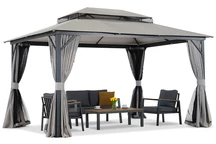 Pabellón de jardín con mosquitera y cortinas Murcia 3x4 antracita Garden Point