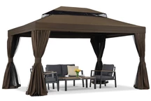 Pabellón de jardín con mosquitera y cortinas Valencia 3x4 marrón Garden Point