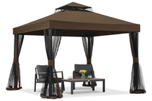 Pabellón de jardín marrón con mosquitera Valencia 3x3 m Garden Point