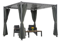 Pérgola antracita Tasos 3x3m con cortinas Garden Point