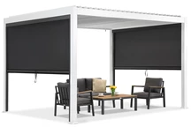 Pérgola de terraza autoportante Lagos 3x4 con persianas laterales Garden Point blancas y antracita de 3 m de longitud