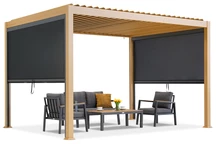 Pérgola de terraza independiente Lagos 3x4 con persianas laterales de madera Garden Point de 3 m - antracita