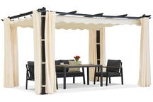 Barbados 3x3 m patio pérgola con cortinas Garden Point beige antracita