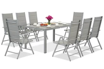 Polywood Verona Juego de jardín de aluminio para 8 personas Garden Point gris claro