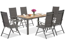 Set de jardín de aluminio Verona Wood para 6 personas Garden Point gris