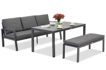 Zakintos Apetito Comfort 3 juego de aluminio con banco antracita Garden Point