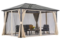 Moderno cenador de jardín Santiago Premium 4x3m Garden Point beige