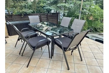 Garden Point Modena Juego de comedor de acero marrón para 6 personas