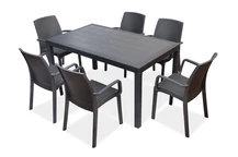Conjunto de muebles en technorattan Houston/Indiana antracita de 6 plazas