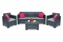 Conjunto de muebles en technorattan con sofá de 3 plazas Nebraska Café 5 antracita Bica