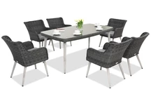 Exclusivo juego de comedor Córdoba de technoratán antracita para 6 personas de Garden Point
